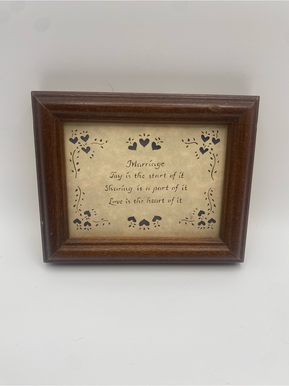 Wooden Brown Framed Marriage Sentiment Wall Accent